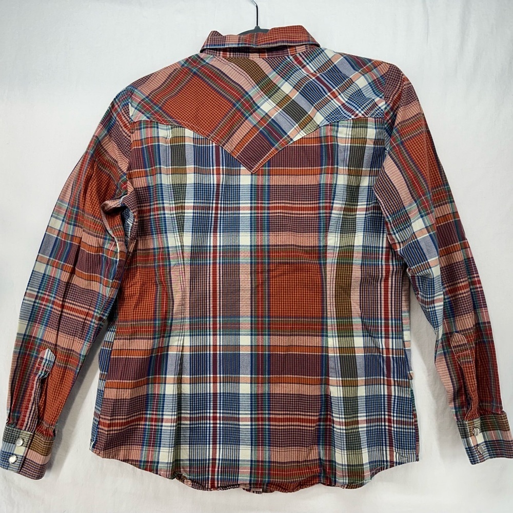 Wrangler Western Plaid Shirt Double Pockets Pearl Snap Closure Womens Size M - Picture 2 of 7